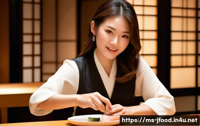 일본 주류 페어링 팁 - **Prompt:** A stylish young woman in her late 20s, with a sophisticated yet approachable demeanor, i...