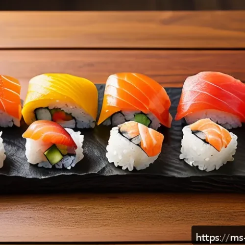 Home 31 냉동 초밥 브랜드 비교 - A high-resolution image of an assorted frozen sushi platter from Brand A, featuring nigiri, maki, an...